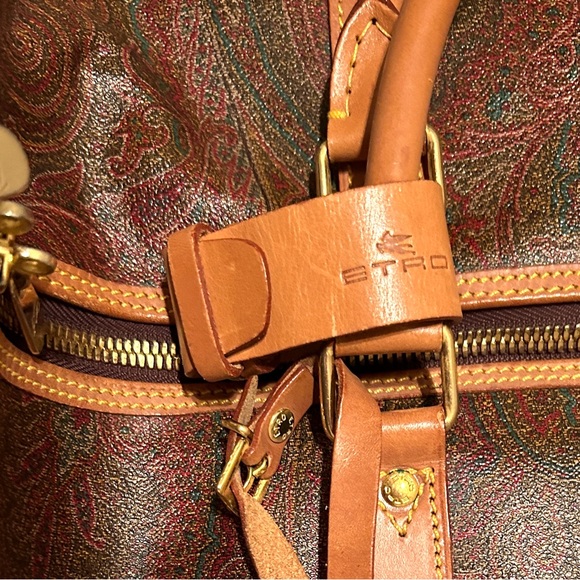 Etro Brown Paisley Arnica Duffel with Tan Leather Trim - Gorgeous! - Picture 4 of 15